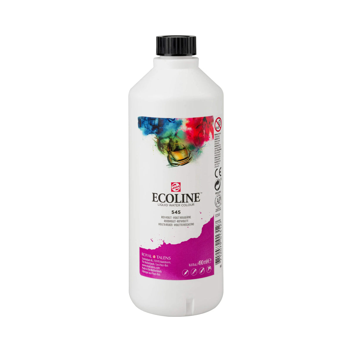Ecoline Flüssige Wasserfarbe Flasche 490 ml Rotviolett 545 - Kidis Art