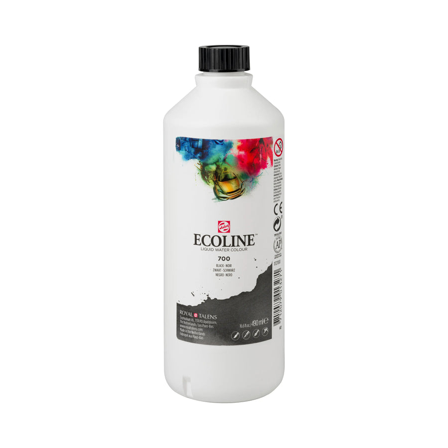 Ecoline Flüssige Wasserfarbe Flasche 490 ml Schwarz 700