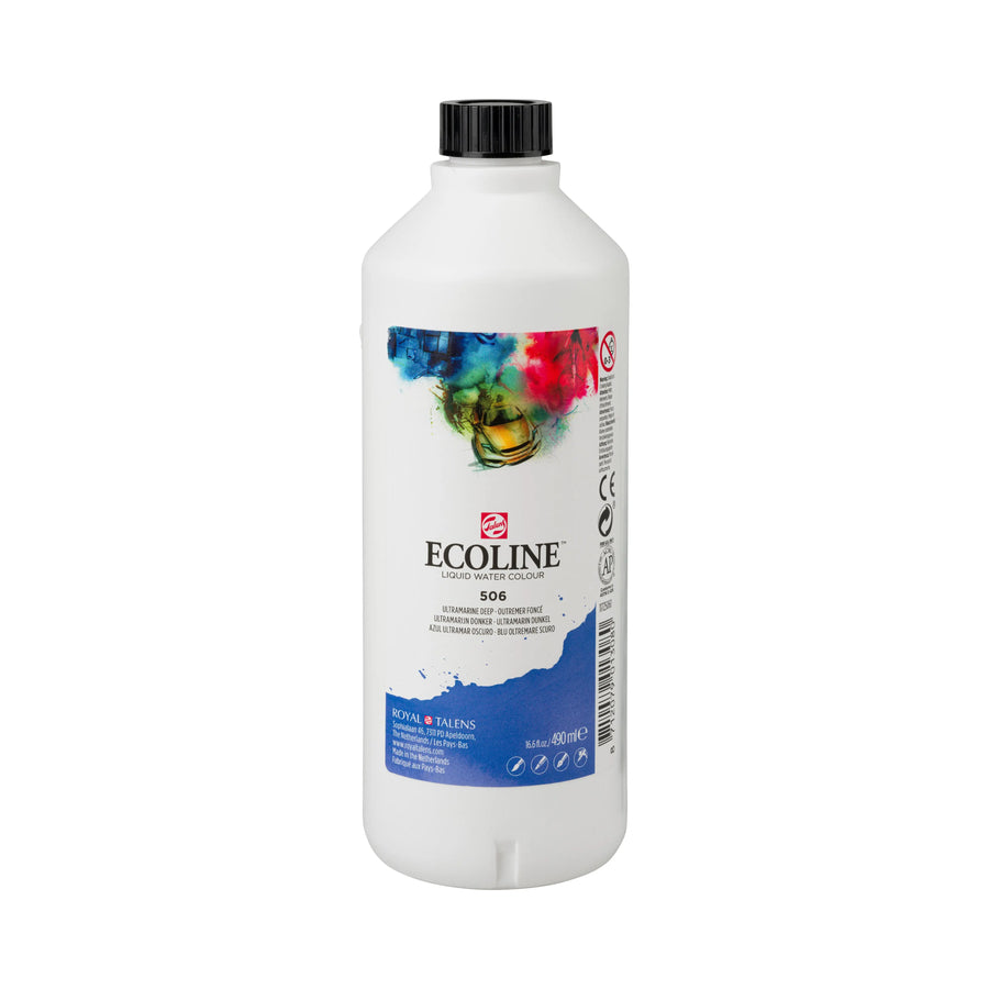 Ecoline Flüssige Wasserfarbe Flasche 490 ml Ultramarin Dunkel 506