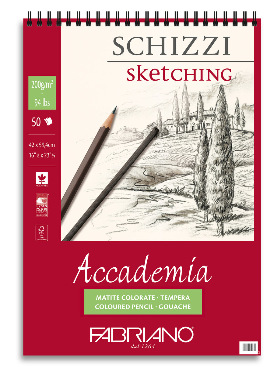 Fabriano Accademia Block mit Spirale - A2 - 200g - 30 Blatt