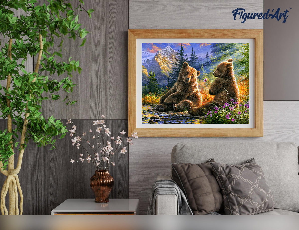Malen nach Zahlen 40x50cm auf Keilrahmen gespannt Figured’Art Bärenpaar - Kidis Art