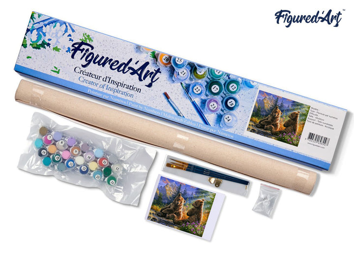 Malen nach Zahlen 40x50cm ohne Keilrahmen Figured’Art Bärenpaar - Kidis Art