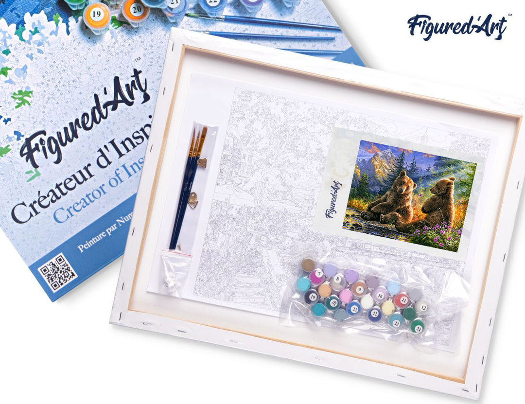 Malen nach Zahlen 40x50cm auf Keilrahmen gespannt Figured’Art Bärenpaar