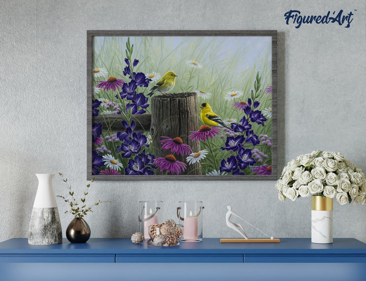 Figured'Art Malen nach Zahlen 40x50cm auf Keilrahmen gespannt Stieglitz Pärchen - Kidis Art