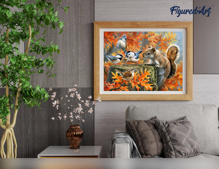 Malen nach Zahlen 40x50cm auf Keilrahmen gespannt Figured’Art Verspieltes Eichhörnchen - Kidis Art