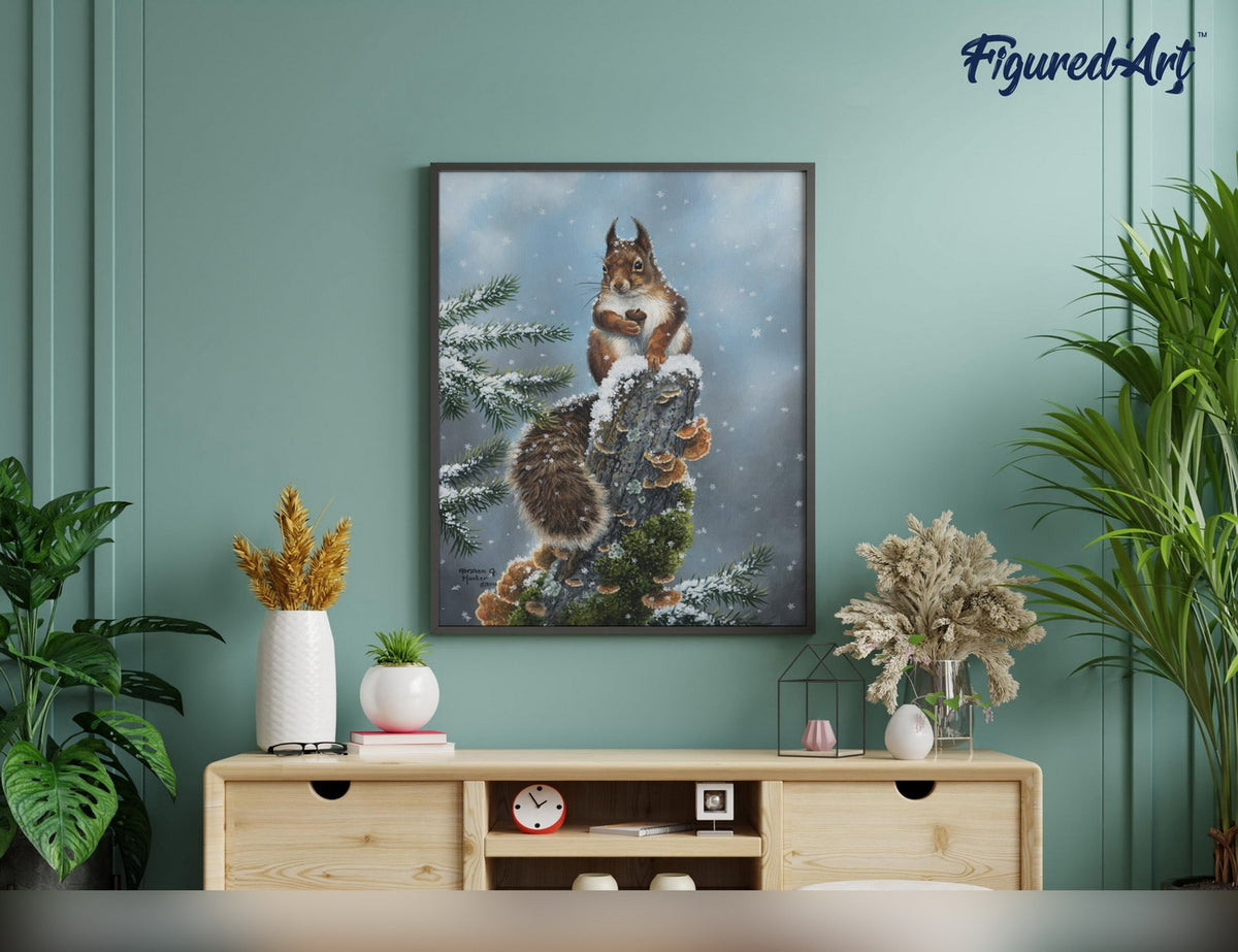 Malen nach Zahlen 40x50cm auf Keilrahmen gespannt Figured’Art Thronendes Eichhörnchen - Kidis Art