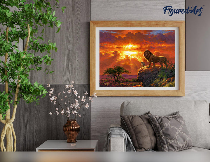 Malen nach Zahlen 40x50cm auf Keilrahmen gespannt Figured’Art Löwe und Sonnenuntergang