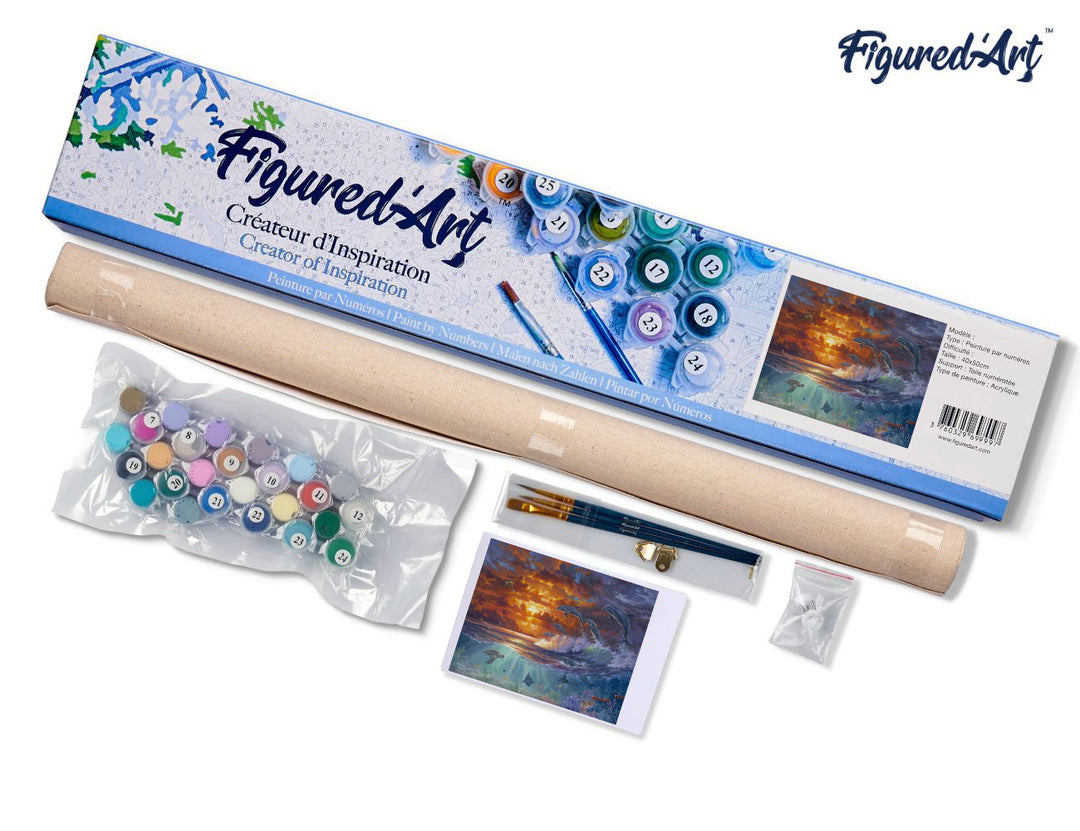 Malen nach Zahlen 40x50cm ohne Keilrahmen Figured’Art Meer und Sonnenuntergang