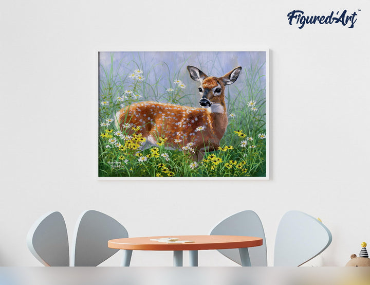 Figured'Art Malen Nach Zahlen 40x50 cm Auf Keilrahmen Reh Auf Der Wiese Komplettset - Kidis Art