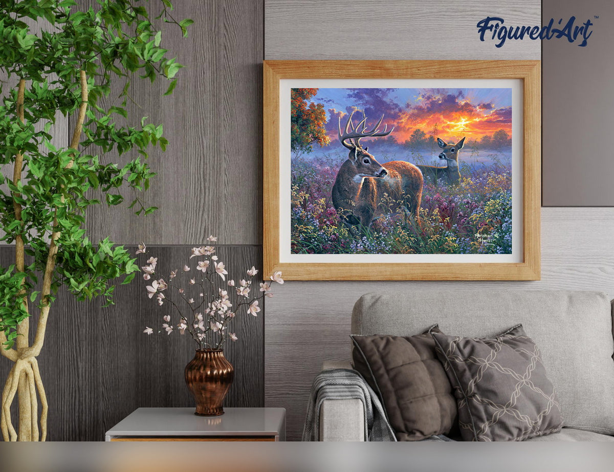 Malen nach Zahlen 40x50cm auf Keilrahmen gespannt Figured’Art Reh Pärchen - Kidis Art