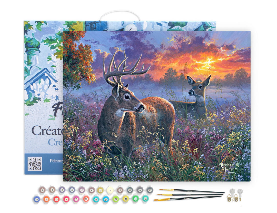 Figured'Art Malen Nach Zahlen Set 40x50 Cm Auf Keilrahmen Reh Pärchen Farben Und Pinsel - Kidis Art