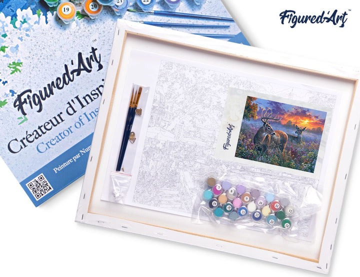 Figured'Art Malen Nach Zahlen Set 40x50 Cm Auf Keilrahmen Reh Pärchen Farben Und Pinsel - Kidis Art