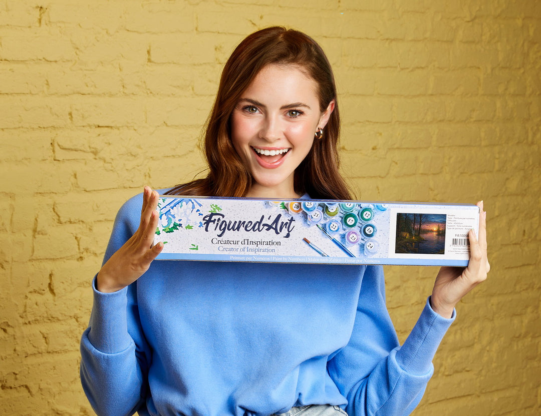 Malen nach Zahlen 40x50cm ohne Keilrahmen Figured’Art Zelten am Fluss