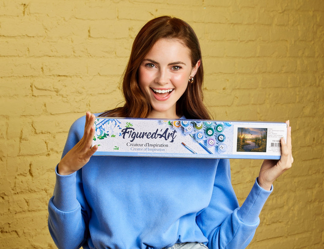 Malen nach Zahlen 40x50cm ohne Keilrahmen Figured’Art Landhaus in der Abenddämmerung