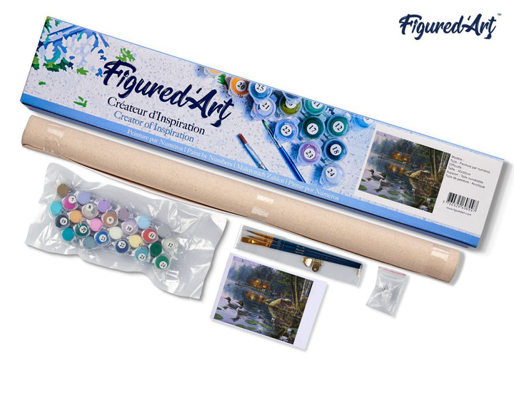 Malen nach Zahlen 40x50cm ohne Keilrahmen Figured’Art Chalet am See - Kidis Art