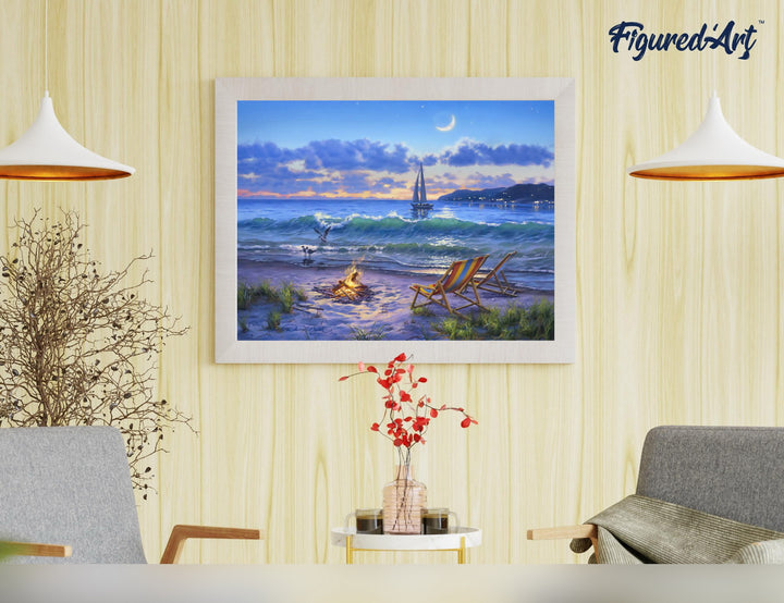 Malen nach Zahlen 40x50cm ohne Keilrahmen Figured’Art Abendlicher Strandausblick - Kidis Art