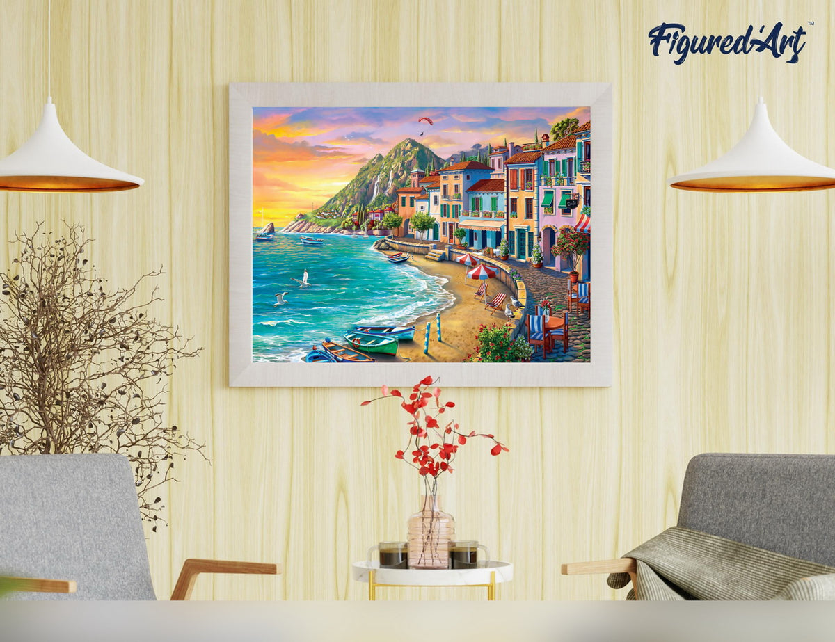 Malen nach Zahlen 40x50cm auf Keilrahmen gespannt Figured’Art Strandurlaub - Kidis Art