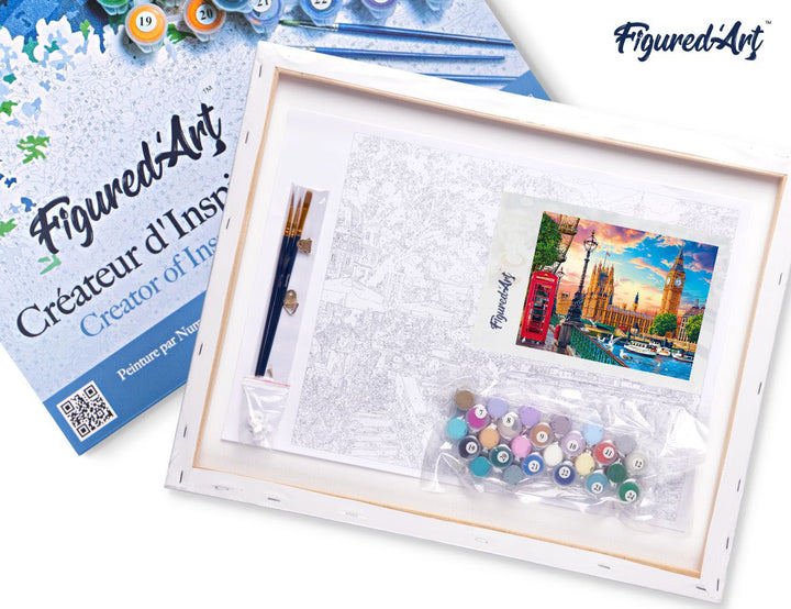 Malen nach Zahlen 40x50cm auf Keilrahmen gespannt Figured’Art Frühling in London