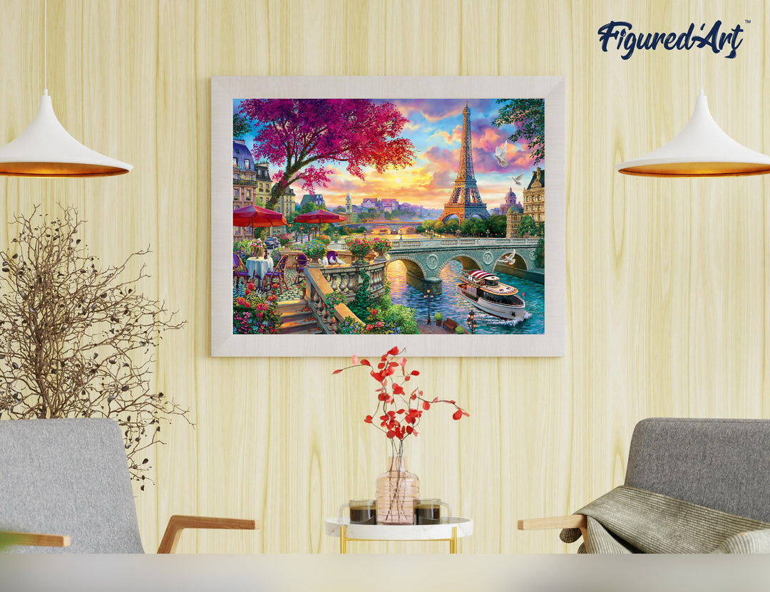 Malen nach Zahlen 40x50cm ohne Keilrahmen Figured’Art Abendessen am Ufer der Seine - Kidis Art