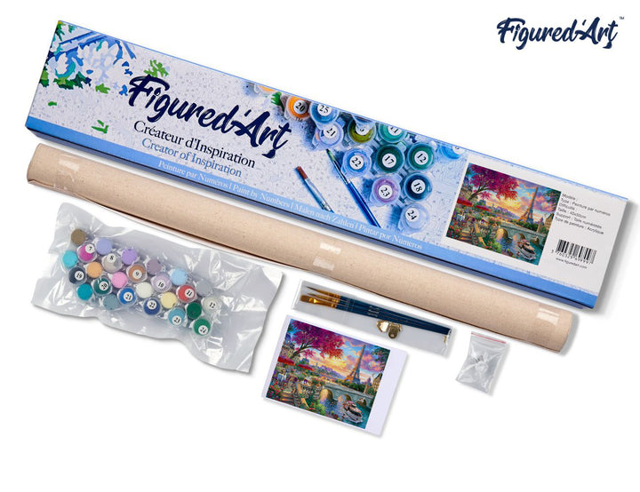 Malen nach Zahlen 40x50cm ohne Keilrahmen Figured’Art Abendessen am Ufer der Seine - Kidis Art