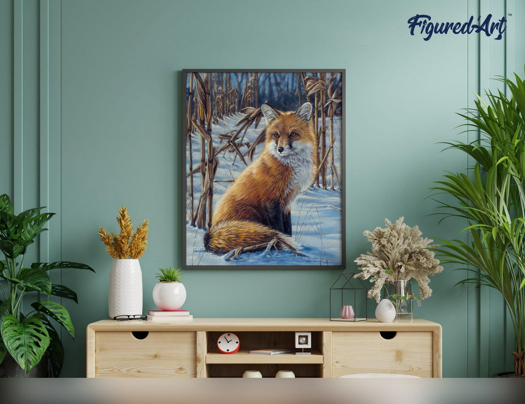 Malen nach Zahlen 40x50cm ohne Keilrahmen Figured’Art Fuchs im Schnee - Kidis Art