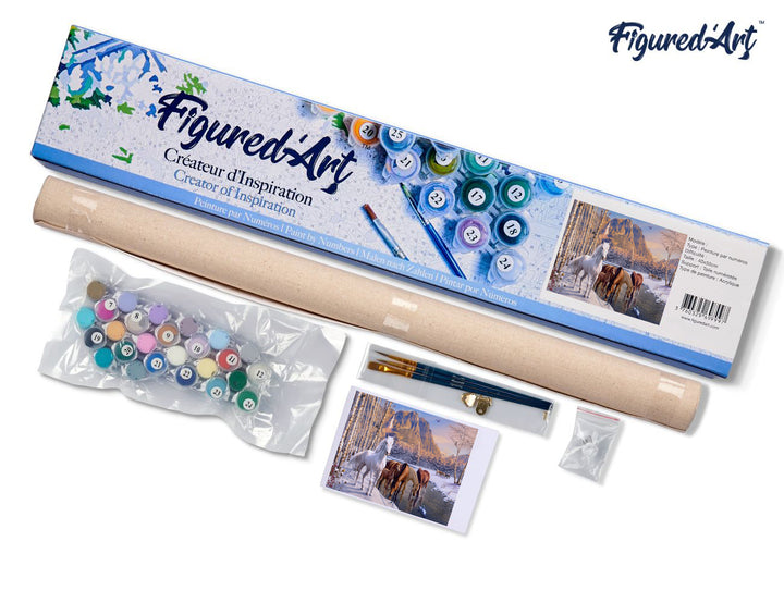 Malen nach Zahlen 40x50cm ohne Keilrahmen Figured’Art Pferde im Winter