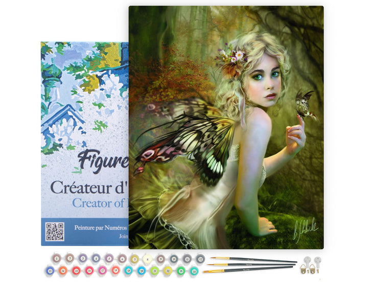 Figured'Art Malen Nach Zahlen Goldene Fee 40x50 cm Keilrahmen Komplettset Leinwand Farben Pinsel - Kidis Art