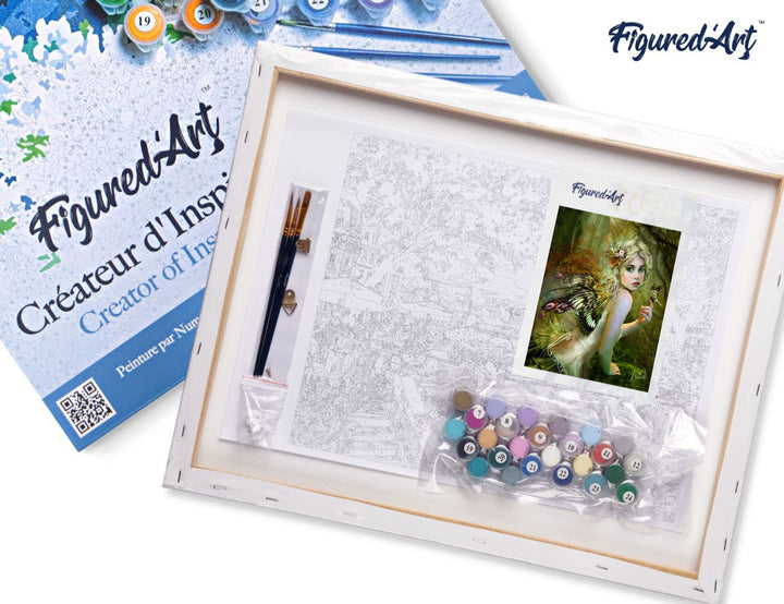 Figured'Art Malen Nach Zahlen Goldene Fee 40x50 cm Keilrahmen Komplettset Leinwand Farben Pinsel - Kidis Art