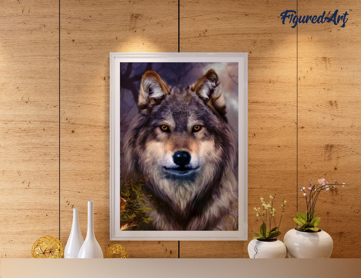 Figured'Art Malen nach Zahlen 40x50cm auf Keilrahmen gespannt Wolf Portrait - Kidis Art