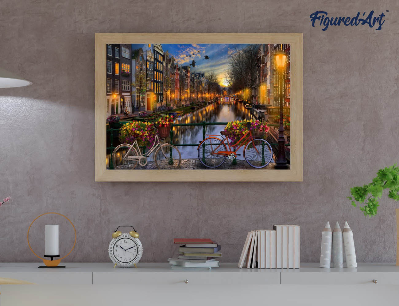 Malen nach Zahlen 40x50cm auf Keilrahmen gespannt Figured’Art Kanal Amsterdam - Kidis Art