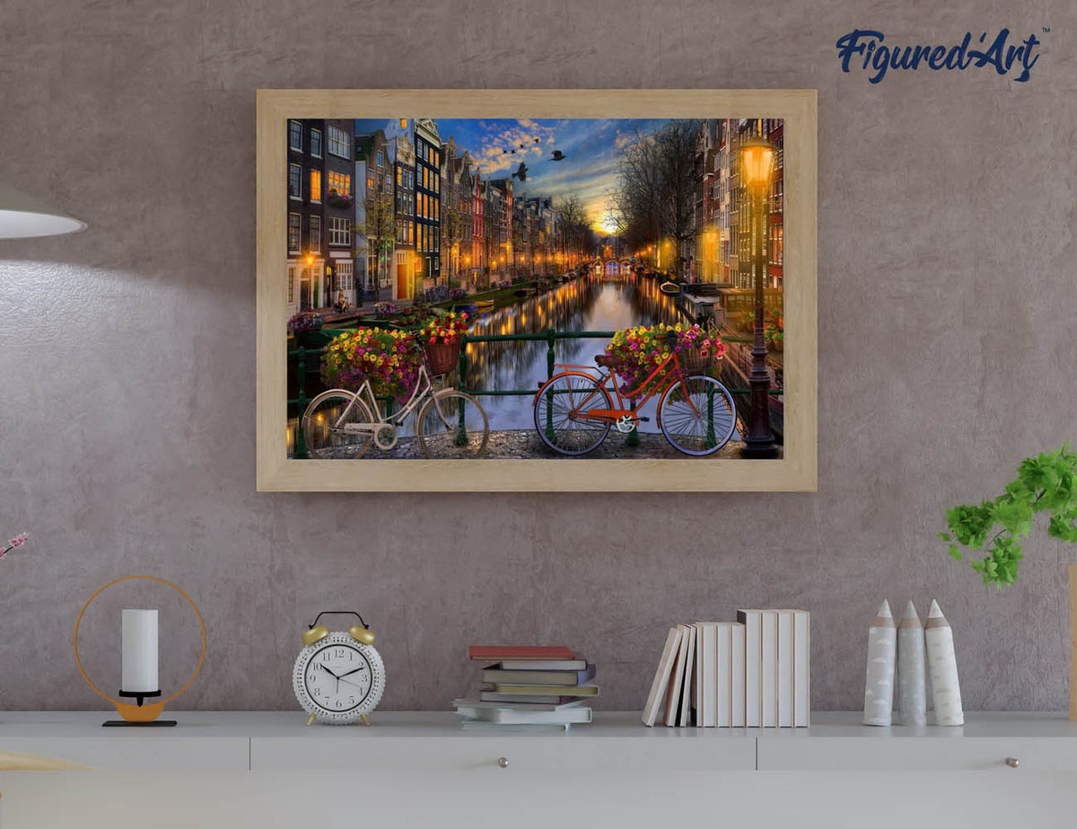 Malen nach Zahlen 40x50cm auf Keilrahmen gespannt Figured’Art Kanal Amsterdam - Kidis Art