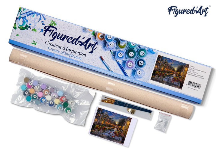 Malen nach Zahlen 40x50cm ohne Keilrahmen Figured’Art Kanal Amsterdam