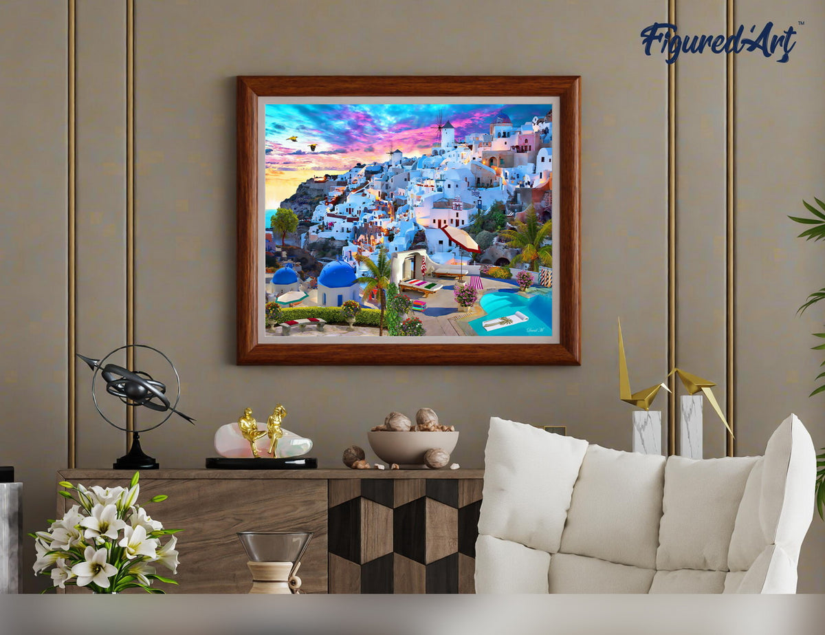 Malen nach Zahlen 40x50cm ohne Keilrahmen Figured’Art Santorini - Kidis Art