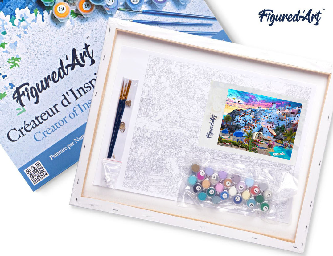 Malen nach Zahlen 40x50cm auf Keilrahmen gespannt Figured’Art Santorini