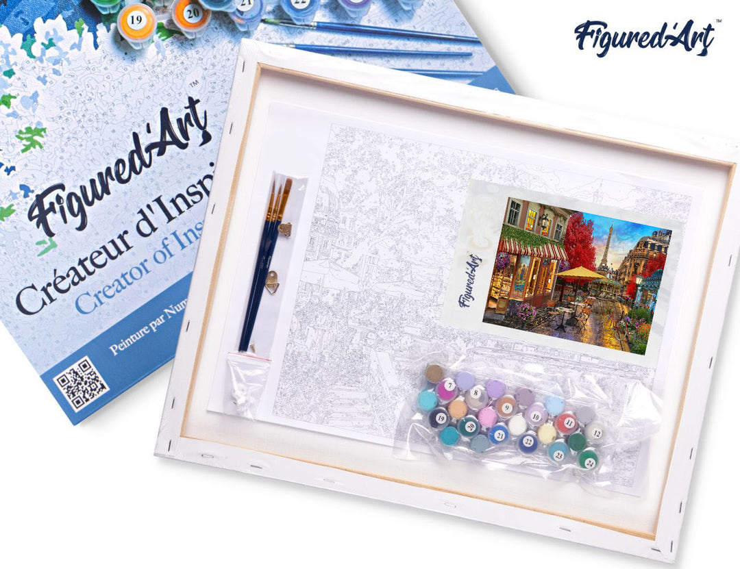 Malen nach Zahlen 40x50cm auf Keilrahmen gespannt Figured’Art Veranda in Paris - Kidis Art