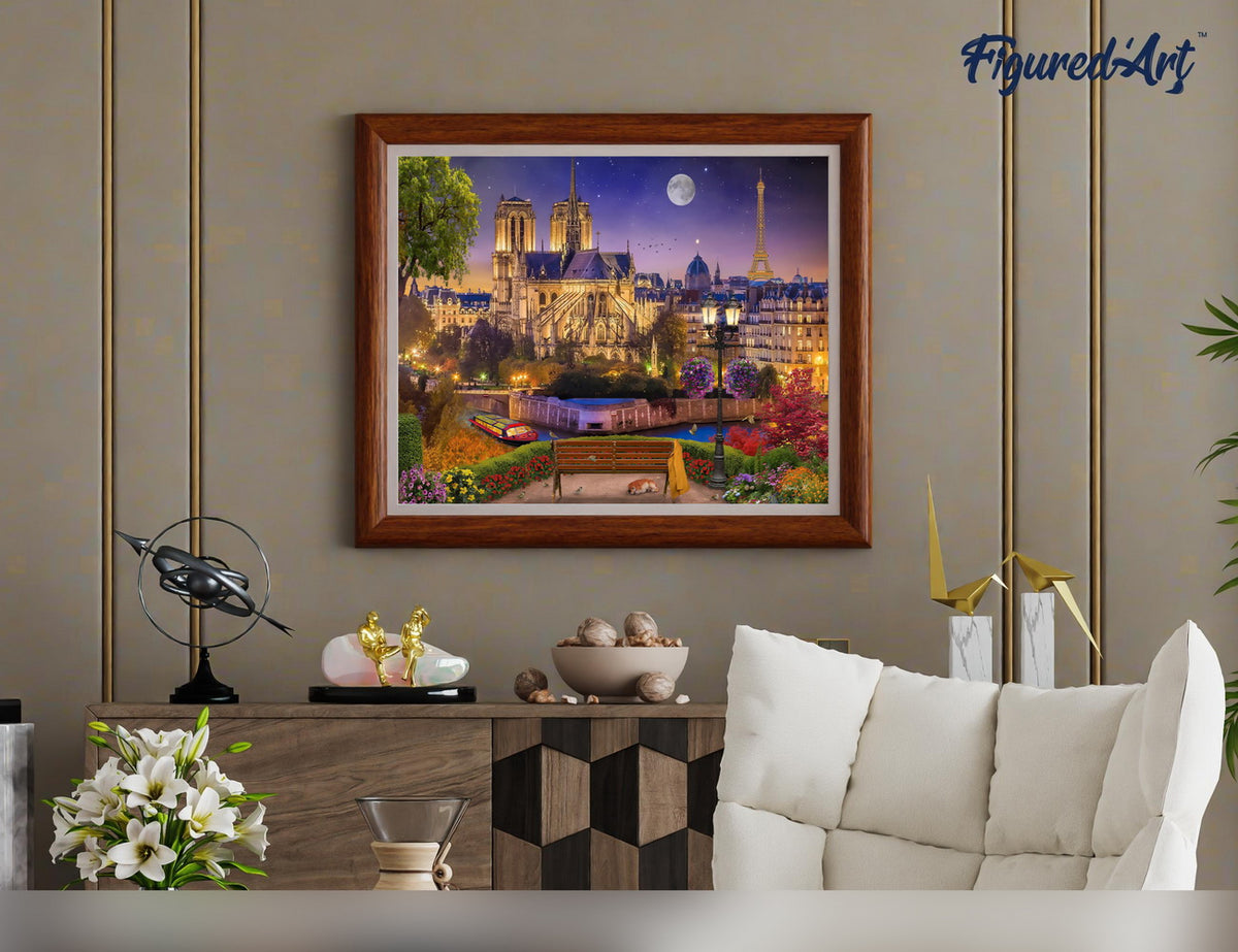 Malen nach Zahlen 40x50cm ohne Keilrahmen Figured’Art Notre Dame unter den Sternen - Kidis Art