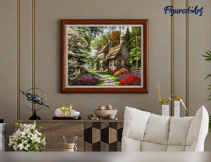 Malen nach Zahlen 40x50cm ohne Keilrahmen Figured’Art Hütte auf dem Land