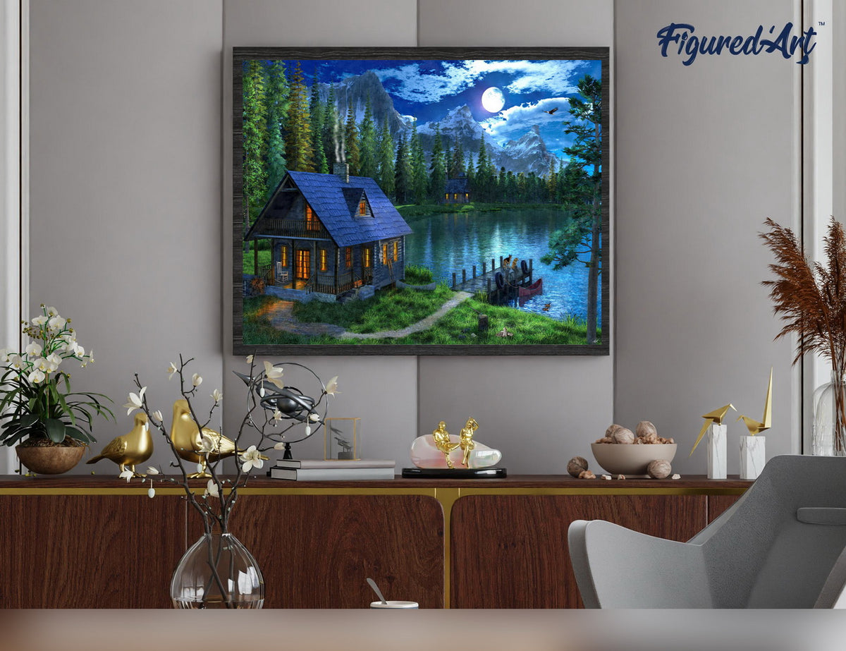 Malen nach Zahlen 40x50cm ohne Keilrahmen Figured’Art See am Abend - Kidis Art