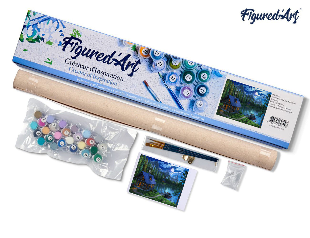 Malen nach Zahlen 40x50cm ohne Keilrahmen Figured’Art See am Abend