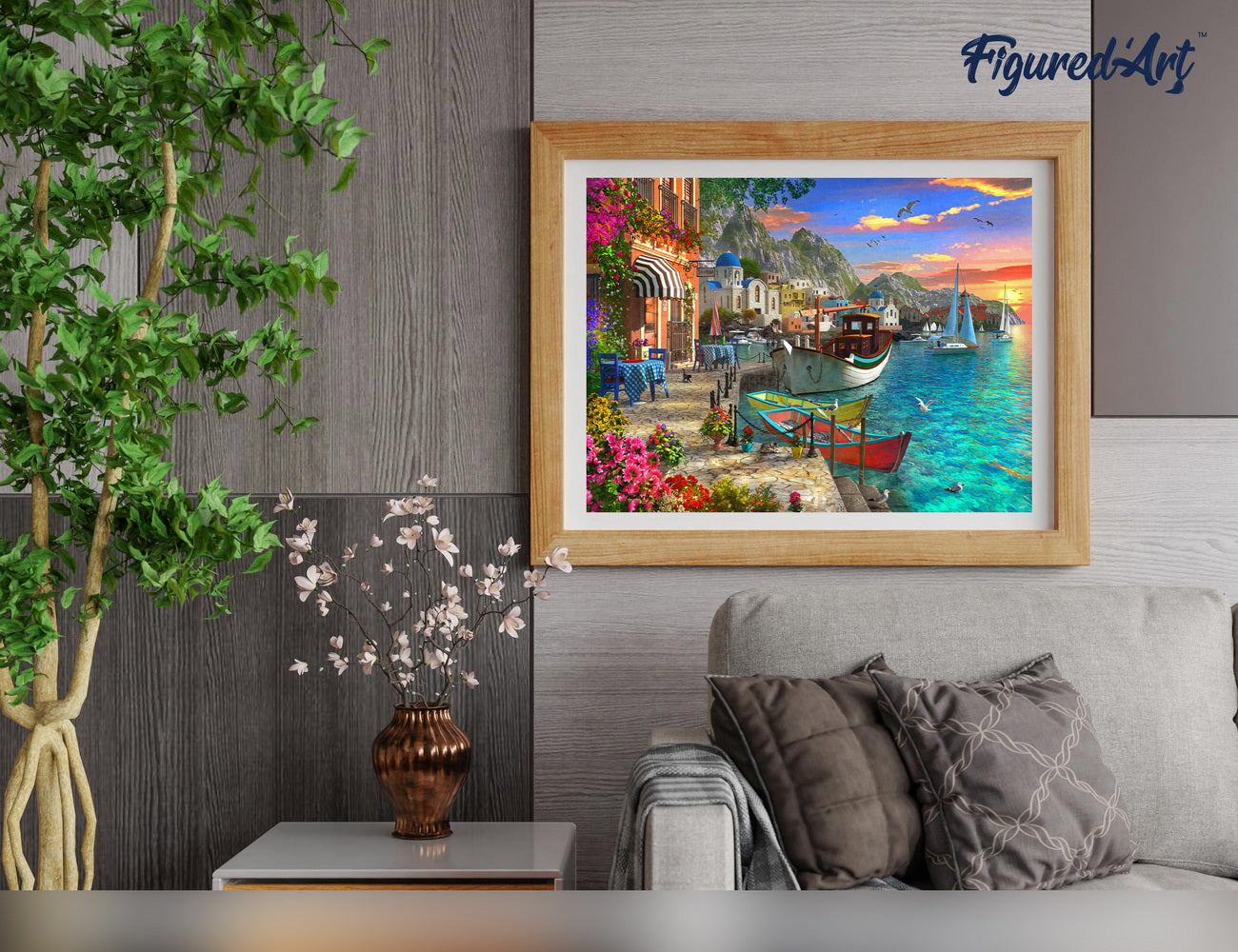 Malen nach Zahlen 40x50cm ohne Keilrahmen Figured’Art Kleiner Hafen - Kidis Art