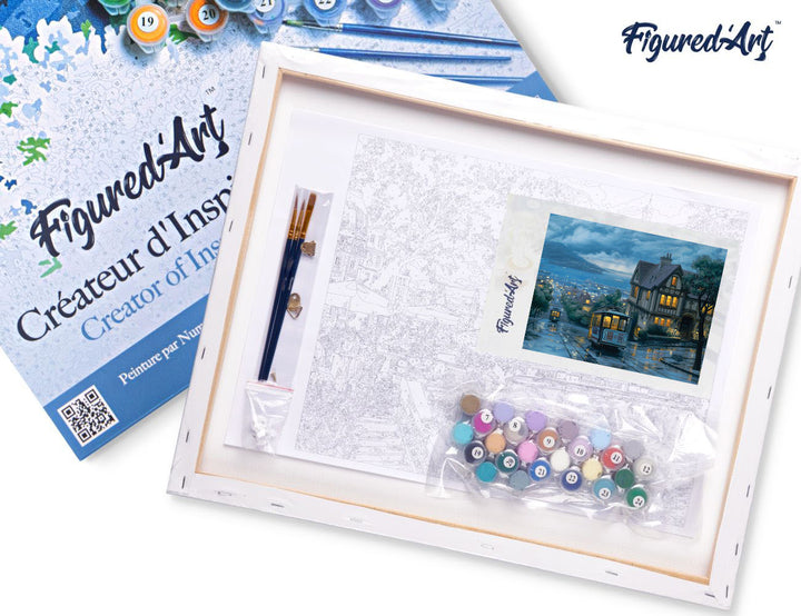 Malen nach Zahlen 40x50cm auf Keilrahmen gespannt Figured’Art Alte Tram