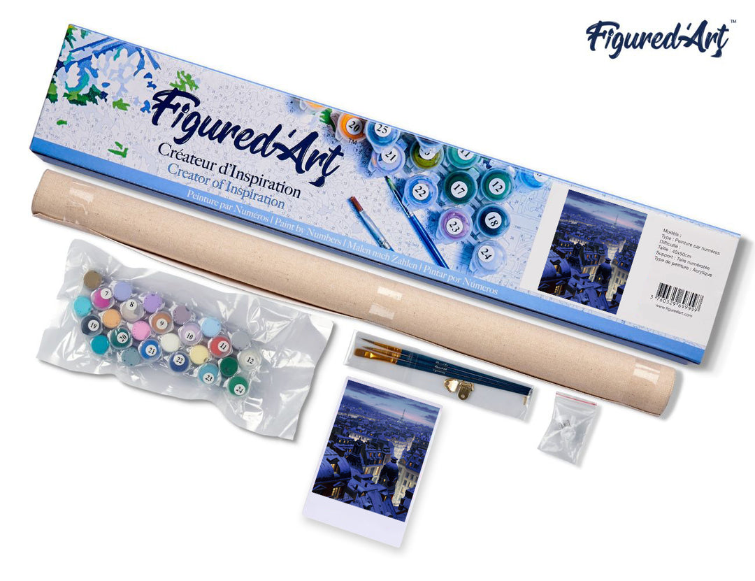 Malen nach Zahlen 40x50cm ohne Keilrahmen Figured’Art Dächer in Paris - Kidis Art