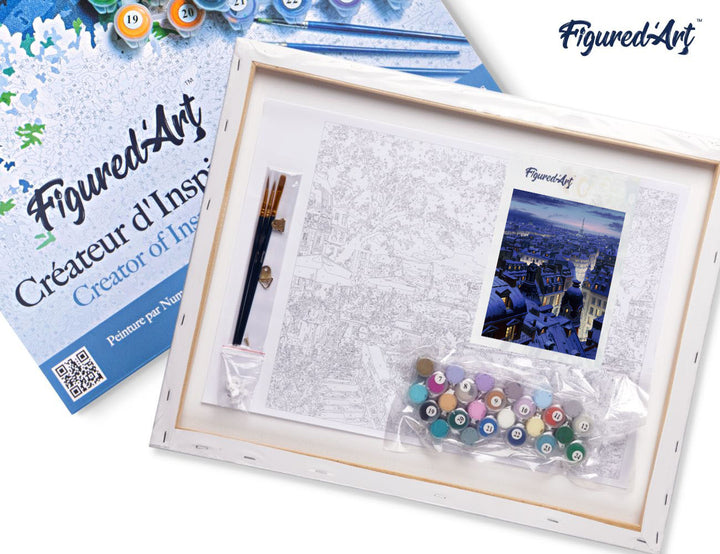 Malen nach Zahlen 40x50cm auf Keilrahmen gespannt Figured’Art Dächer in Paris