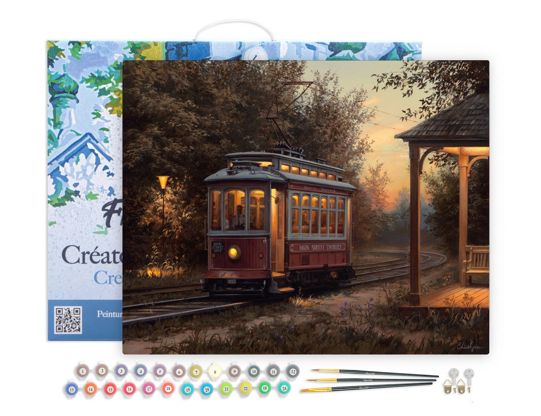 Figured'Art Malen nach Zahlen 40x50cm auf Keilrahmen gespannt Tramstation - Kidis Art