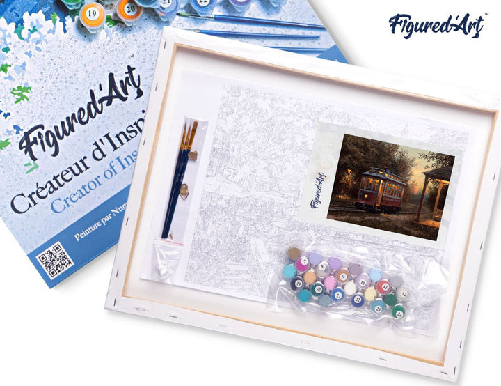 Malen nach Zahlen 40x50cm auf Keilrahmen gespannt Figured’Art Tramstation - Kidis Art