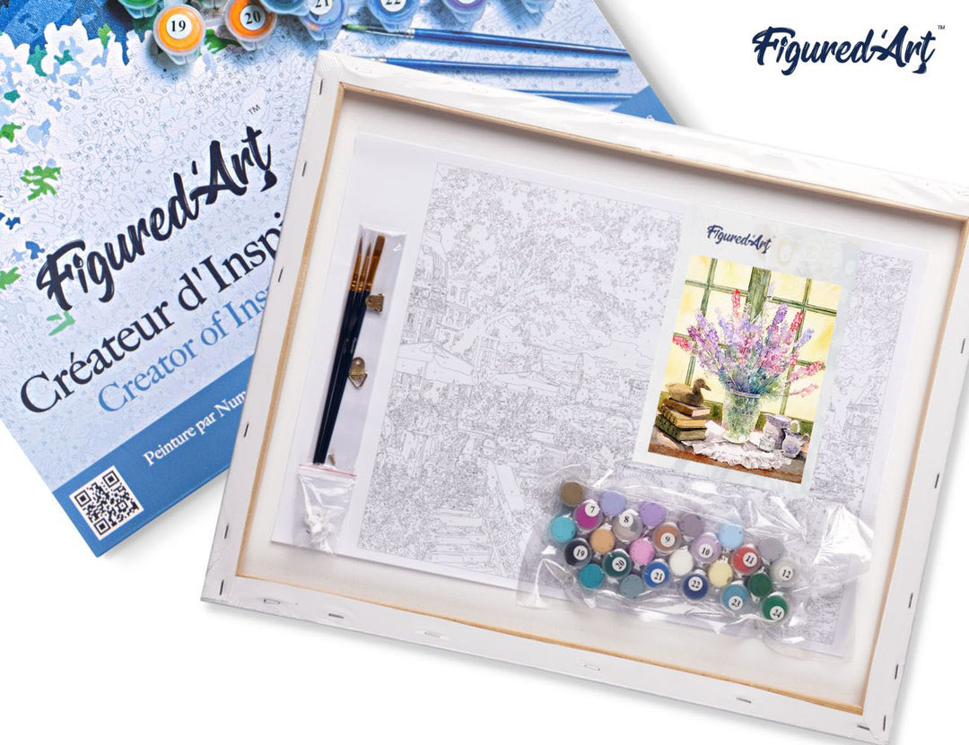 Malen nach Zahlen 40x50cm auf Keilrahmen gespannt Figured’Art Lupinen