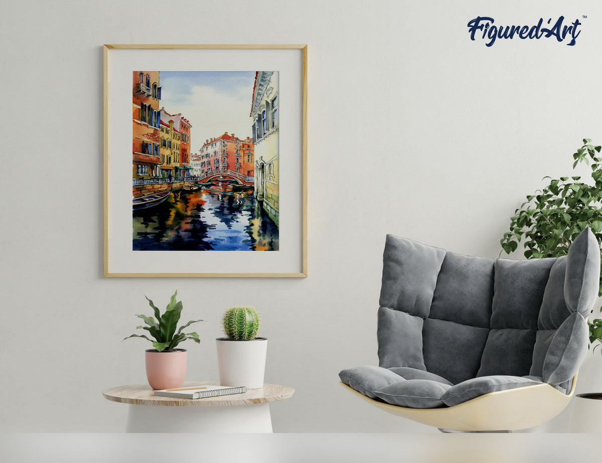 Figured'Art Aquarell Malen nach Zahlen Set mit Venedig-Motiv auf Gespanntem Keilrahmen, Ideal für Kreative - Kidis Art