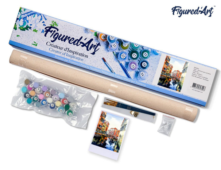 Malen nach Zahlen 40x50cm ohne Keilrahmen Figured’Art Wasserfarben Venedig