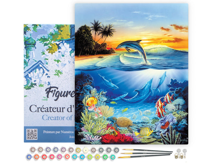 Figured'Art Delfine in der Lagune auf Keilrahmen gespannt - Kidis Art