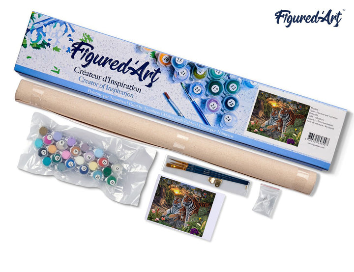 Malen nach Zahlen 40x50cm ohne Keilrahmen Figured’Art Tiger Familie